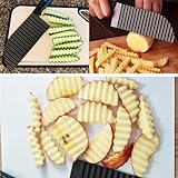 SHengwin Crinkle Potato Cutter, Crinkle Cut Knife for Veggies French Fry Cutter, Kitchen Wavy Slicer Knife for Chopping Carrot Cucumber Stainless Steel Blade 2.9" x 11.8"