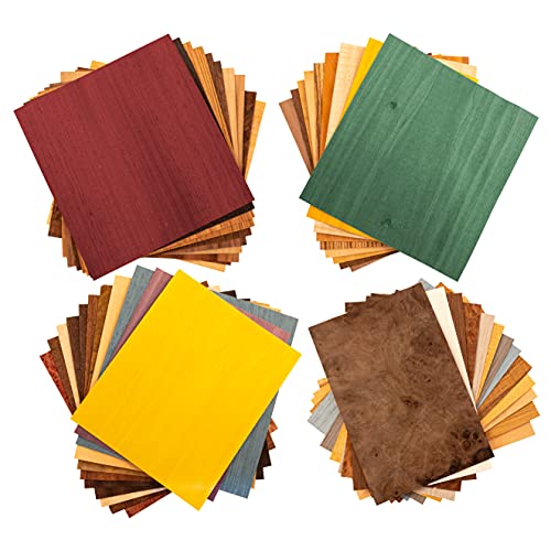 Peachtree Woodworking Supply Veneer Variety Pack for Marquetry and Inlay Work with 15 Square Feet of Domestic •Exotic •Various Grain and Color Dyed Raw Wood Veneers •No Two Packs are Alike