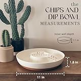 Mora Ceramic Chips and Dip Serving Tray: Large Divided Party Bowl Set for Chips & Salsa, Veggies & Dip, Fruit, Snacks, Entertaining, Hosting, etc. Minimalist Design for the Modern Hostess - White