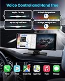 Portable Apple Carplay Screen for Car, 10’’ Car Stereo Wireless Car Play & Android Auto Touch Screen, 4K Dash Cam, 1080P Backup Camera, Mirror Link/Voice Control/Music Play/GPS Navigation