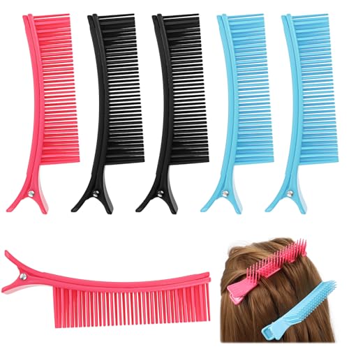 Yuanchu 6 Pack Hair Sectioning Grip Clips, Nonslip Grip Alligator Clips for Hair Sectioning, Efficient Coloring, Cutting, Styling, Haircuts and Home DIY Accessories Brush-Like Top, Sectioning Bottom