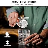 VEVOR Ice Ball Maker, 2 Cavity Crystal Clear Ice Ball Maker 2.36inch Ice Sphere Maker with Storage Bag and Ice Clamp, Round Clear Ice Cube Sphere Tray for Whiskey Scotch Cocktail Brandy Bourbon