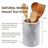 Creative Home Natural Marble Multi-Functional Tool Crock Utensil Flatware Holder Kitchen Countertop Organizer Wine Cooler, 5" Diam. x 7" H, Off-White (color may vary)