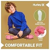 Hurley Kids Elastic Lace Loafers, Canvas Shoes with Stripes for Boys & Girls - Comfortable, Durable, Stylish - Kid's Fashion Sneakers, Wide Toe Shoes for Everyday Wear, Pink