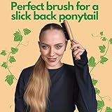 GranNaturals Boar Bristle Slick Back Hair Brush - Soft/Medium Smoothing Hairbrush to Style, Polish, & Lay Hair Down Flat to Create a Sleek Frizz Free Hairstyle for Women and Men - Wooden Handle