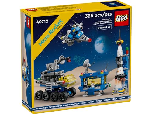 LEGO 40712 Micro Rocket Launchpad: 325 Pieces - Nostalgic Space Toy Set for Adults and Kids 9+, Inspired by Classic Space Sets from The 70s and 80s, Includes Rocket, Space Station, and Characters