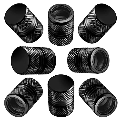 Tire Valve Stem Caps for Car Tires Air Caps Cover 8 Pack Corrosion Resistant Premium Alloy Leak-Proof Universal for SUV Truck Motorcycle Bike Black