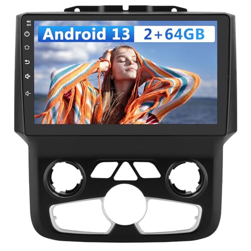 Car Radio Stereo for Dodge Ram 2013-2019 1500 2500 3500 Built in Carplay/Android Auto 9 inch Head Unit 2G RAM 64G ROM with DSP BT GPS FM WiFi Automatic AC