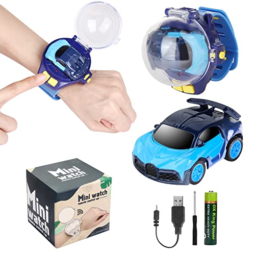 2023 Remote Control Car Watch Toys with LED Light,2.4 GHz Mini Racing Cars Wrist Toy for Kids,RC Small Car Interactive Outdoor Game Christmas Halloween Birthday Gifts,Blue