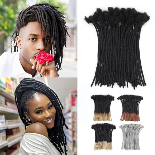 Vecago 10 inch 50 Strands Loc Extensions Human Hair, 0.4cm Width 100% Human Hair Dreadlock Extensions for Men/Women, Can be Dyed Soft Dreads Extensions,1b