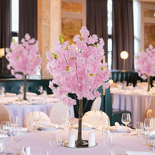 BLOSMON Cherry Blossom Tree Centerpiece: 6 Pcs Pink 39.3 Inch Tall Artificial Cherry Blossom Flower Branches Trees Floral Arrangement for Wedding Table Home Party Event Room Indoor Decoration