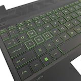 Jxjslp Replacement Upper Case Palmrest for HP Pavilion Gaming 15-EC 15Z-EC 15.6'' Series Laptop Top Cover Keyboard Assembly US Layout Green Backlit Keyboard L72597-001