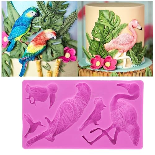 Fondant Molds, Silicone Birds Shape Candy Molds Flamingo Fondant Mold Chocolate Mold Silicone Baking Mould for Cake Decorating