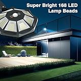 OKPRO Solar Lights Outdoor Waterproof, 168LED 6500K Flood Light Dusk to Dawn, 8 Sides Parking Lot Lights with Motion Sensor, IP66 Waterproof Solar Powered Outdoor Lights for Yard, Pools(2 Pack)