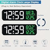 Peakeep Large Display Digital Alarm Clock for Bedrooms, Date Day of Week Temp Desk Table Clocks for Living Room Office, Dimmable Plug in Electric Clock, 5 Volumes, Loud, Auto DST