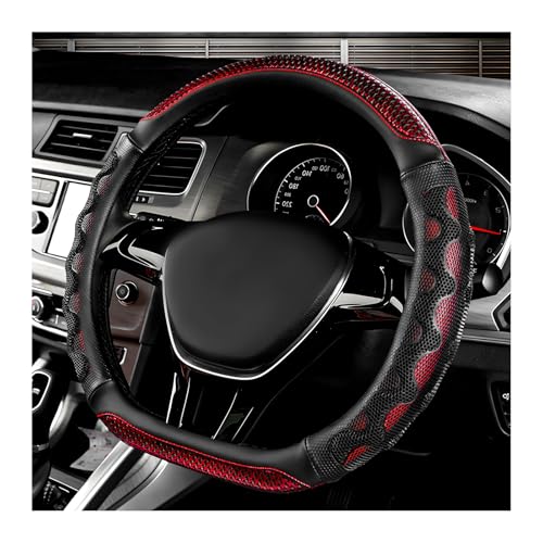 SHMZK Car Steering Wheel Cover, 15 Inch Anti-Slip Steering Wheel Cover Protector with 3D Honeycomb Design, Universal Steering Wheel Covers for Cars Truck SUV, Car Accessories (Red)