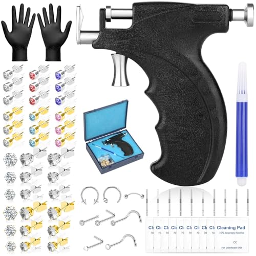 Professional Ear Piercing Gun Kit, Reusable Ear Piercing Gun Machine with Piercing Tool Set for All Piercing Salon At Home Use Piercer Kit