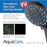 AquaCare High Pressure 8-mode Handheld Shower Head - Anti-clog Nozzles, Built-in Power Wash to Clean Tub, Tile & Pets, Extra Long 6 ft. Stainless Steel Hose, Wall & Overhead Brackets - 1.8 GPM