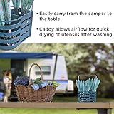 Silverware Flatware Cutlery Set - Stainless Steel 24 Pc Flatware Set With Silverware Caddy Service for 6 | Dishwasher Safe Camping Set Flatware for Travel, Small Spaces and Outdoor Use