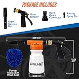 SwiftJet Car Wash Foam Gun + Microfiber Wash Mitt - Car Foam Sprayer - Car Wash Kit - Foam Cannon Garden Hose Sprayer - - Car Accessories for Men - Snow Foam Blaster (Orange Foam Gun with Mitt)