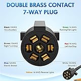 Nilight - 50050R 7-Way Trailer Plug Socket Extension Cable 3FT Long 10-14 AWG Double-Prong Copper Terminals/Wires for 7-Blade Trailer Wiring Connector Cord, 2 Years Warranty