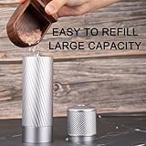 Homnoble Professional Grade Heavy Duty Refillable Aluminum Manual Salt Mill with Adjustable Coarseness and Ceramic Blade