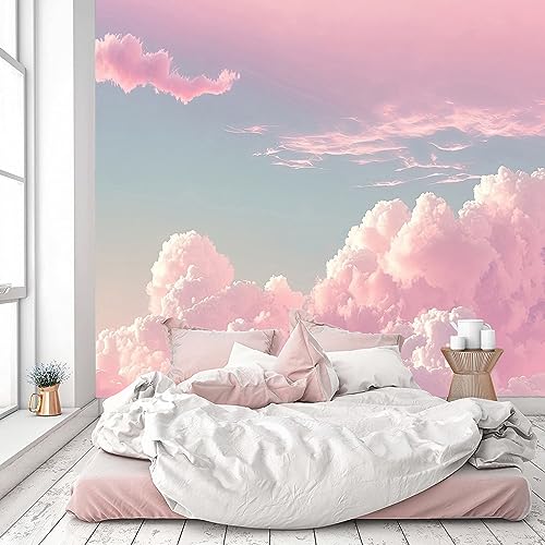 YQWDMX - Children 3D Pink Cloud Wallpaper for Kid's Room (Not Peel and Stick)