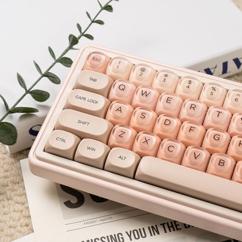 132 Keys PBT Dye Sub Pink Jelly Keycaps MOA Profile Keycaps Comaptible with Wooting Keyboard 61/64/87/104/108 Cherry Mx Switches Mechanical Keyboards