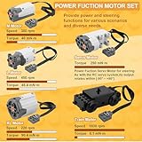 43pcs Power Function Motor Set for Lego Technic: 5 Motors (M/L/XL/Train/Servo), 2 Battery Boxes, IR Remote & Receiver, Control Switch, Cable, Building Block Tool Kit...Birthday Gift for Kids & Adults