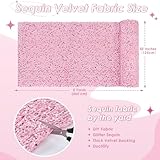 5 Yards Blush Pink Sequin Velvet Fabric Sparkle Glitter Fabric by The Yard Stretch Velvet Material for Sewing Costumes Dress Making Pillow Cover Hat Bridal Clothes Gowns