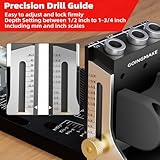 GOINGMAKE All Metal Pocket Hole Jig Kit with Quick Clamp and Dust Collection Easy Use 3 Holes Pocket Hole Screw Jig System 3/8 Inch Accurate Adjustable Drill Guide with Accessories Woodworking Tool