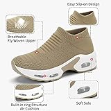 Women Walking Shoes Mesh Sneakers for Women Non Slip Shoes for Women Slip on Sock Sneakers Women Girls Nurse Loafers Light Weight Air Cushion Running Work Shoes Brown