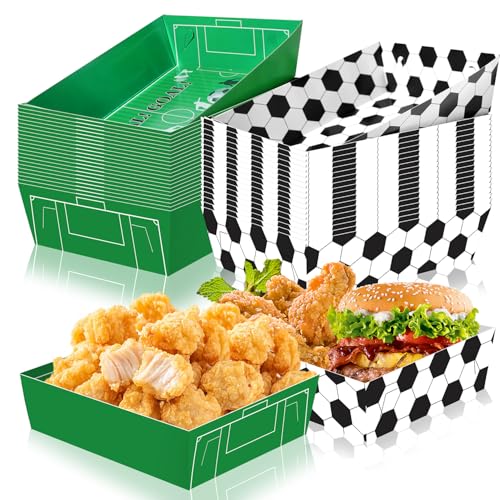 Soccer Party Decorations Soccer Birthday Party Supplies 50 Pack Soccer Party Favors Soccer Plates Paper Trays Soccer Disposable Serving Boats for Soccer Sports Theme Birthday party Decorations