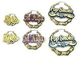 Personalized Custom Gold Hoop Bamboo Earrings Name Plate Laser Cut Design Stunning Look - Quality, Attractive Gold Bamboo Earrings, Made To Order - Size and Design Choice