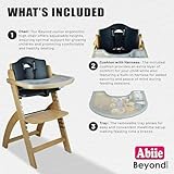 Abiie Beyond Junior Wooden High Chair with Tray. The Perfect Adjustable Baby Highchair Solution for Your Babies and Toddlers or as a Dining Chair. 6 Months up to 250 Lb. Natural Wood/Black Cushion