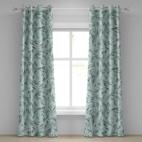 Ambesonne Abstract Grommet Curtain, Minimalist Vibes Swirling Dash Lines Pattern Modern Simple Print, Decorative 2-Panel Window Drapes for Bedroom Living Room, 50" x 120", Mint Green and Cadet Blue