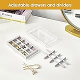 ProCase Earring Holder Organizer Jewelry Box with 5 Drawers, Acrylic Clear Earring Case with Adjustable Velvet Trays for Women - Grey, 5 Layers