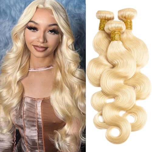613 Blonde Bundles Human Hair Body Wave 22 24 26 Inch 100% Unprocessed Brailizn Virgin Human Hair 3 Bundles Body Wave Machine Double Weft 613 Bundle 300G