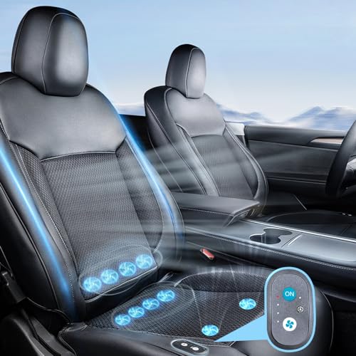 Tlyard Car Cooling Seat Cover for Tesla Model 3 Model Y,12V 3 Speed Control Tesla Ventilated Cooling Seat Cushion,Car Seat Cooling Pad for Tesla Model 3/Y 2016-2024 (Black-Driver Seat)