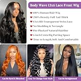 30 Inch 13x6 Body Wave Lace Front Wigs Human Hair 200 Density HD Lace Front Wigs Human Hair Pre Plucked Brazilian Virgin Human Hair Wigs for Women Glueless Lace Frontal Wig Natural Black Body Wave Wig