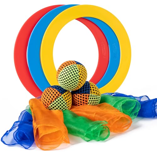 oazoxcx Juggling Starter Set of 3 Juggling Balls 3 Scarves 3 Rings Perfect for Developing Motor and Juggling Skills