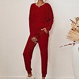 Lastesso Women's Loungewear Sets 2 Piece Sets for Women Going out Casual Size Joggers Homewear Set Soft Casual Szie Loungewear Vacation Outfits Today's Deals Wine L