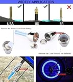 YUERWOVER 4 Pack LED Bike Wheel Stick Light Car Tire Valve Stem Cap Bicycle Motor Tyre Flash Light Reflector Accessories for Kids Men Women with 10 Extra Batteries(Blue)