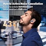 EarFun Air Pro 3 Noise Cancelling Wireless Earbuds, Qualcomm® aptX™ Adaptive Sound, 6 Mics CVC 8.0 ENC, Bluetooth 5.3 Earbuds, Multipoint Connection, 45H Playtime, App Customize EQ, Blue