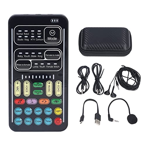 Voice Changer for Broadcast Game, Portable Mini Voice Changer Device with 8 Different Sounds, Live Sound Card Voice Changer Mini Sound Card for Game Anchor Recording Computer