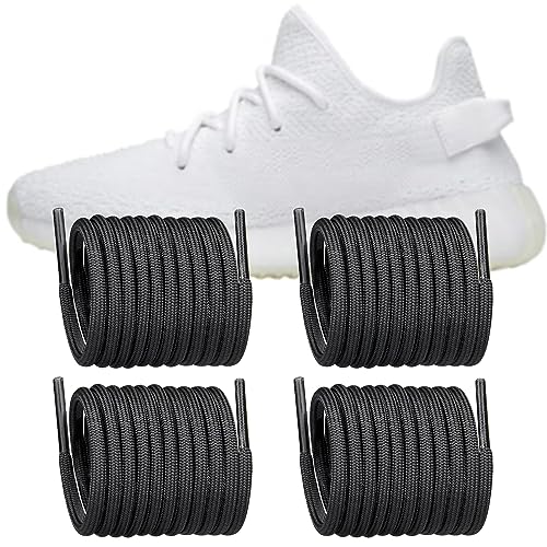 Endoto 2 Pairs Shoelaces Replacement Round Laces for Adidas Yeezy Boost 350 V1/V2, 380, 500, 700, 750, 950 Sneakers Shoes(Color:Black,Size:44Inch)