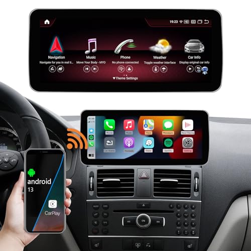 Road Top Android 13 Car Stereo 12.3" Car Touch Screen for Mercedes Benz C Class W204 2008 to 2010 Year, Support Wireless Carplay, Android Auto, Mirrorlink, Splitscreen, Navigation