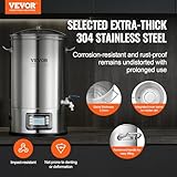 VEVOR Electric Brewing System, 8 GALLON Brewing Stock Pot, All-in-One Home Beer Brewer, 304 Stainless Steel Brewing Supplies with Panel, Includes Glass Lid, Handle, Spigot, Electronic Panel Control