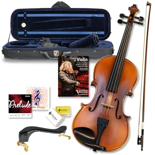 Bunnel Premier Violin Outfit 4/4 Full Size - Carrying Case and Accessories Included - Solid Maple Wood and Ebony Fittings By Kennedy Violins