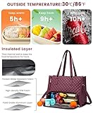 LOVEVOOK Lunch Tote Bag for Women, 15.6 Inch Laptop Bag with Insulated Lunch Compartment, Quilted Large Capacity Computer Handbag with Purse for Business, Work, Nurse, Collage, Office, Casual, Wine